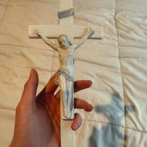Vintage White Porcelain Crucifix Wall Cross